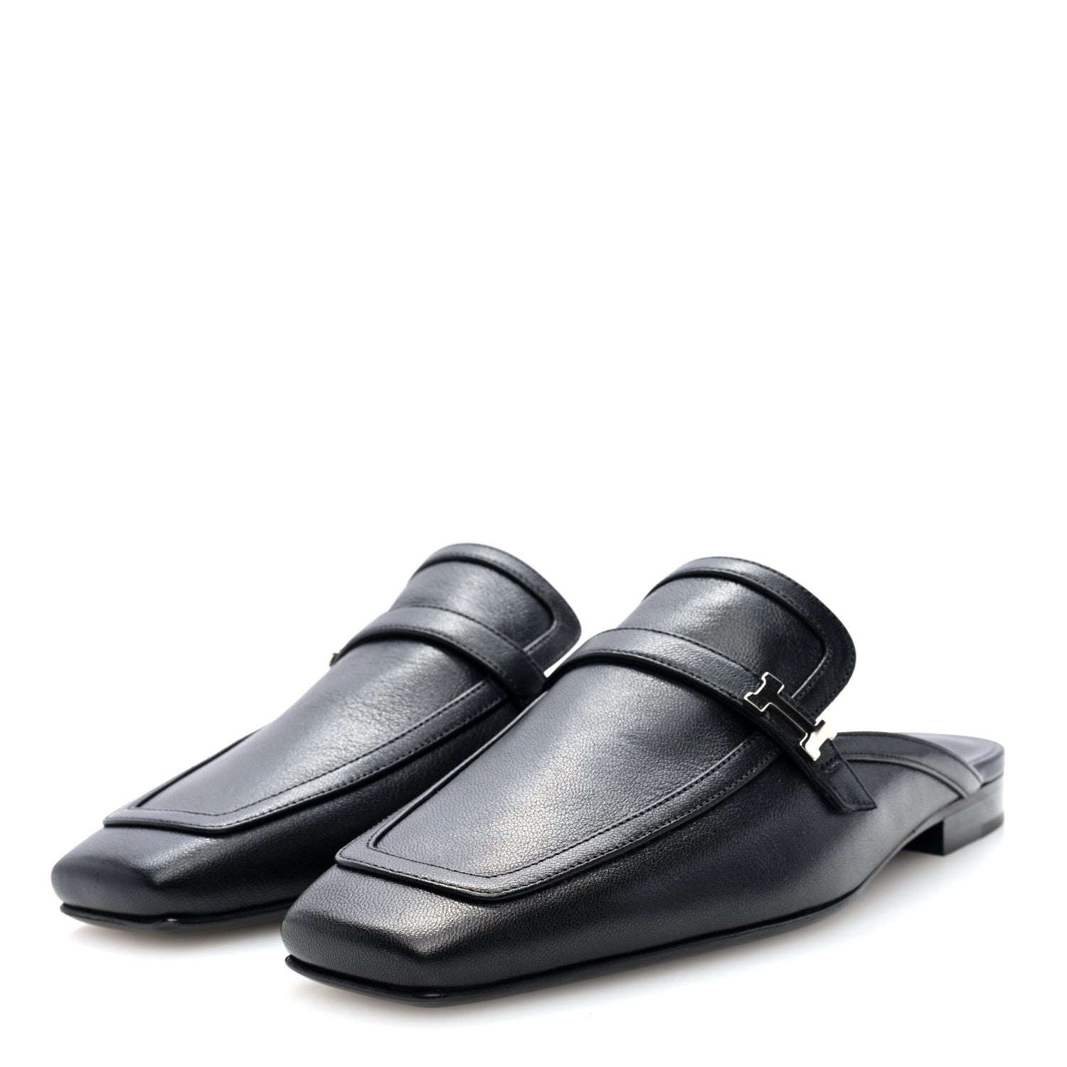 Hermes Goatskin Groupie Mules 38 Black 3 of 10