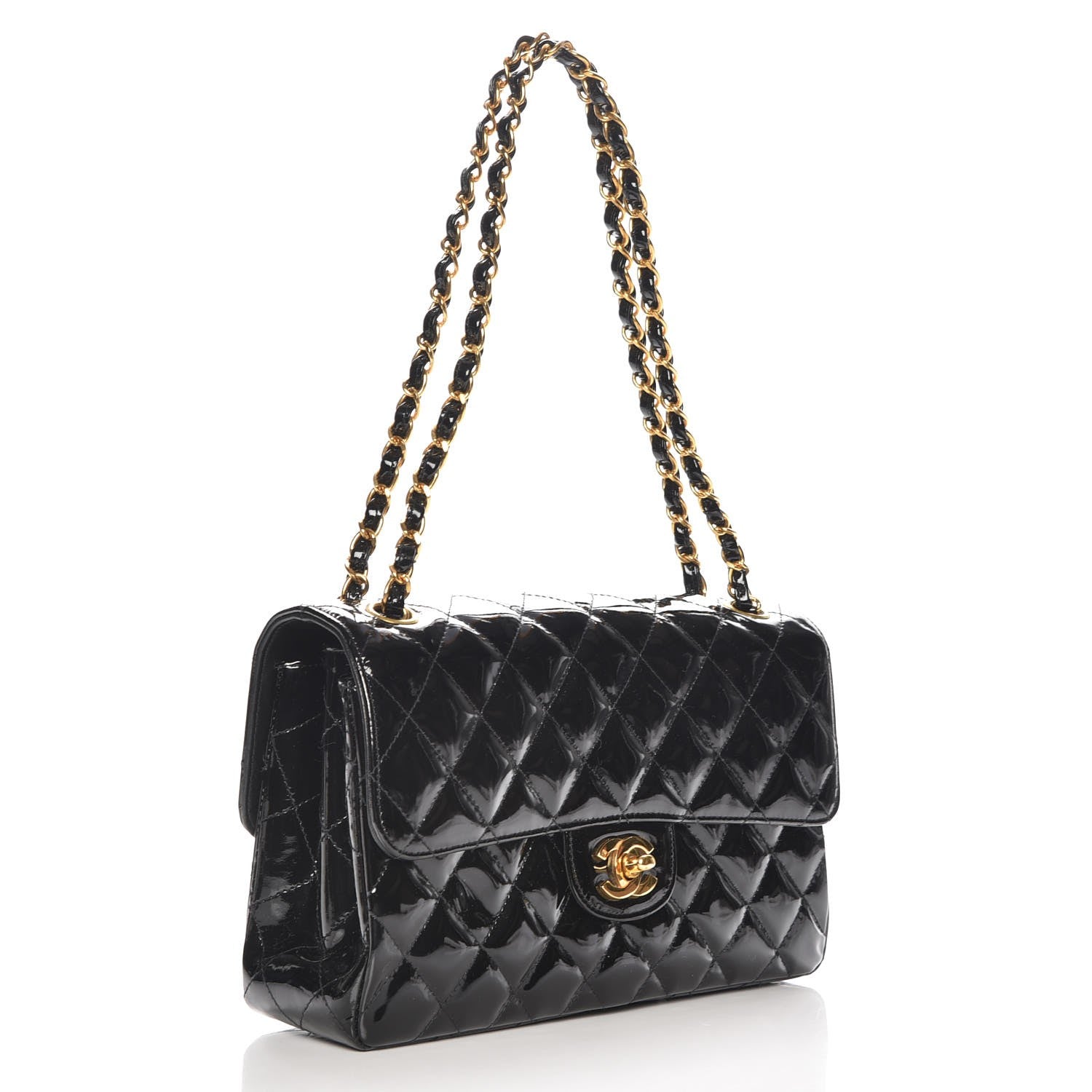 Chanel Patent Quilted Medium Double Sided Single Flap Black 3 of 9