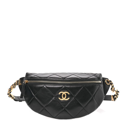 Chanel Lambskin Enamel Quilted Waist Bag Black 1 of 11