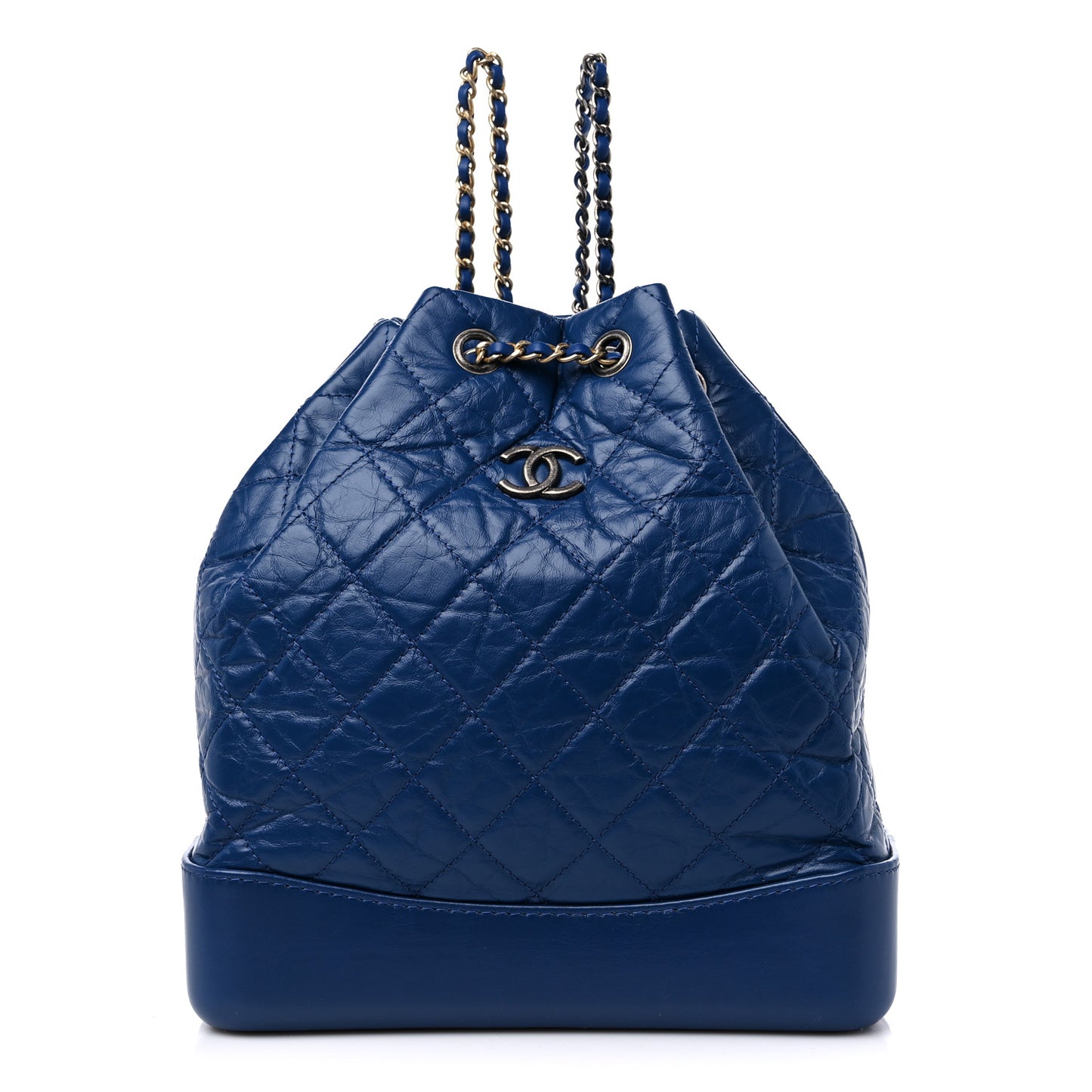 Aged Calfskin Quilted Gabrielle Backpack Blue