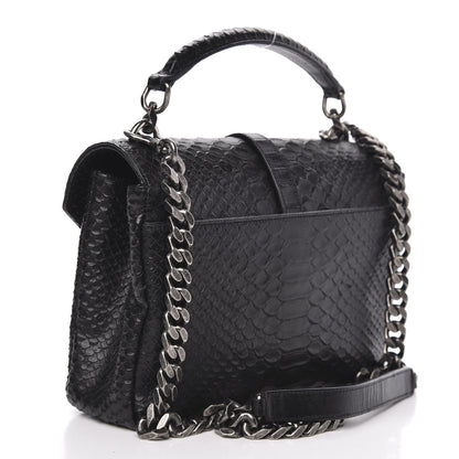 Saint Laurent Calfskin Python Embossed Monogram Medium College Bag Black 3 of 9