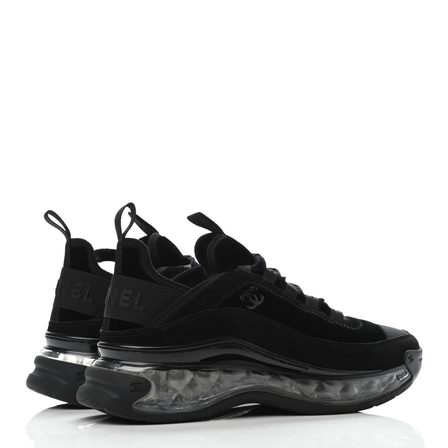 Suede Calfskin Velvet Grosgrain CC Sneakers 36 Black