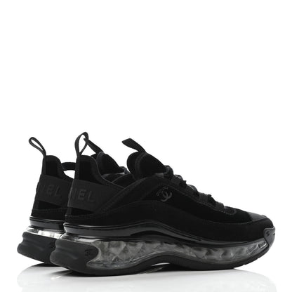 Chanel Suede Calfskin Velvet Grosgrain CC Sneakers 36 Black 3 of 4