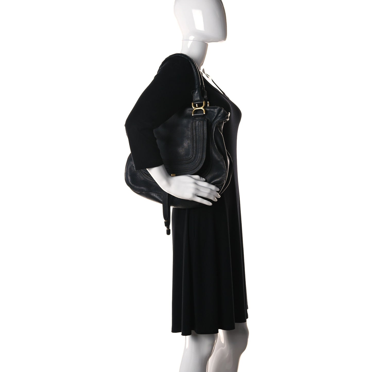Calfskin Medium Marcie Satchel Black
