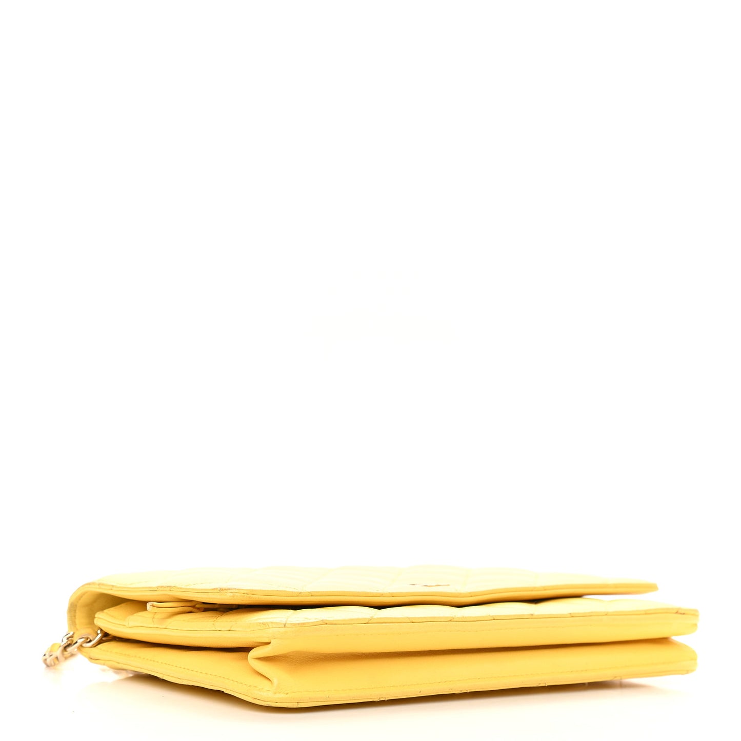 Lambskin Quilted Wallet on Chain WOC Yellow