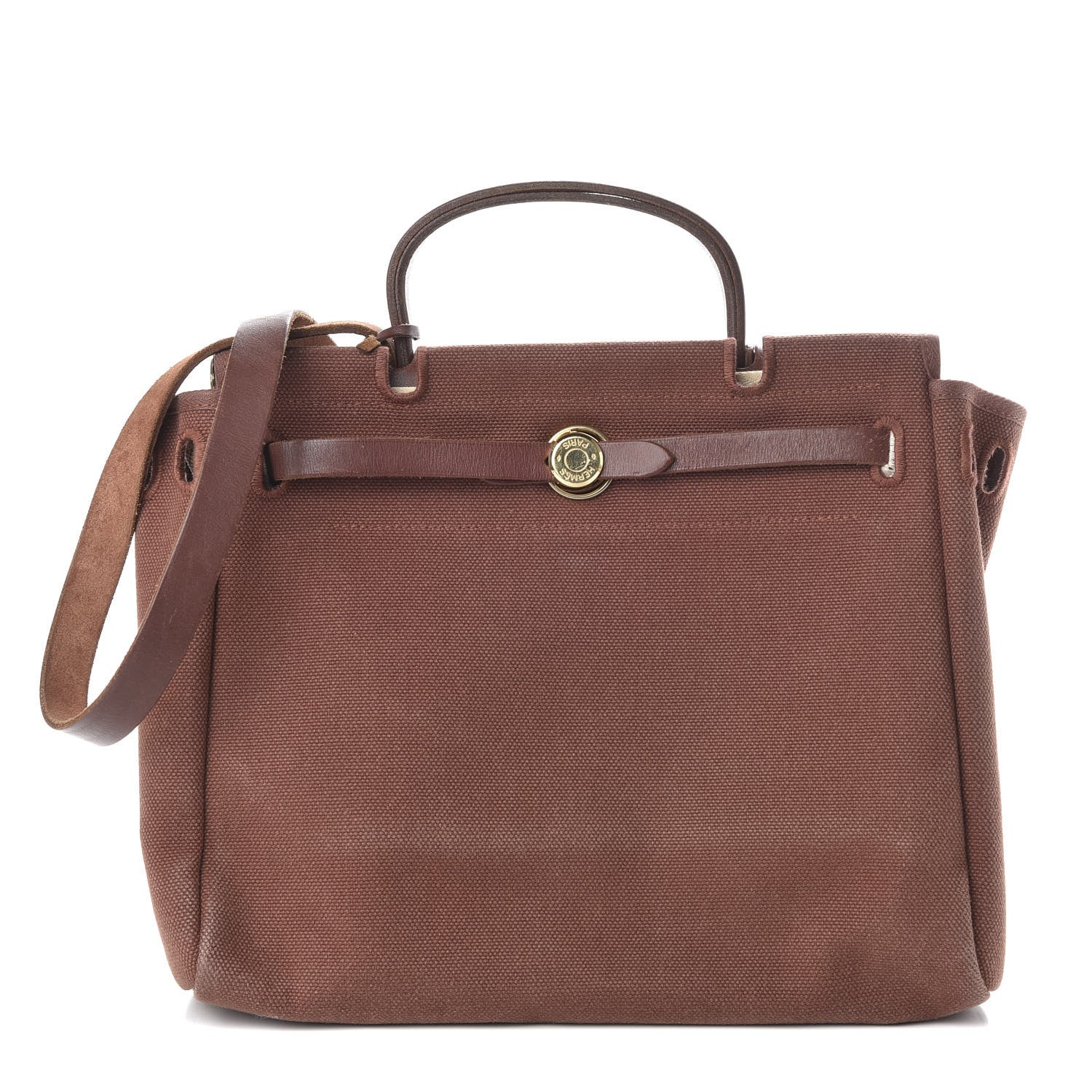 Hermes Toile Vache Calfskin Herbag 30 PM Havane Natural 1 of 8