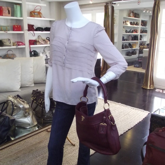Prada Leather Shoulder Bag Wine 2 of 12