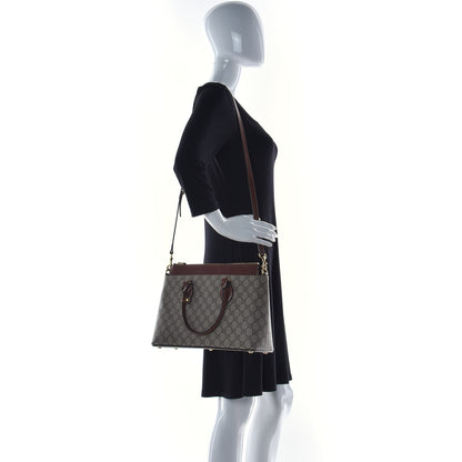 Gucci GG Supreme Monogram Medium Zip Top Tote Brown 2 of 13