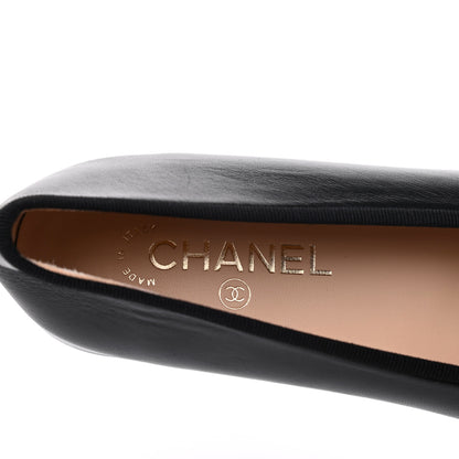 Chanel Lambskin Patent Cap Toe Ballerina Flats 39 Black 8 of 9