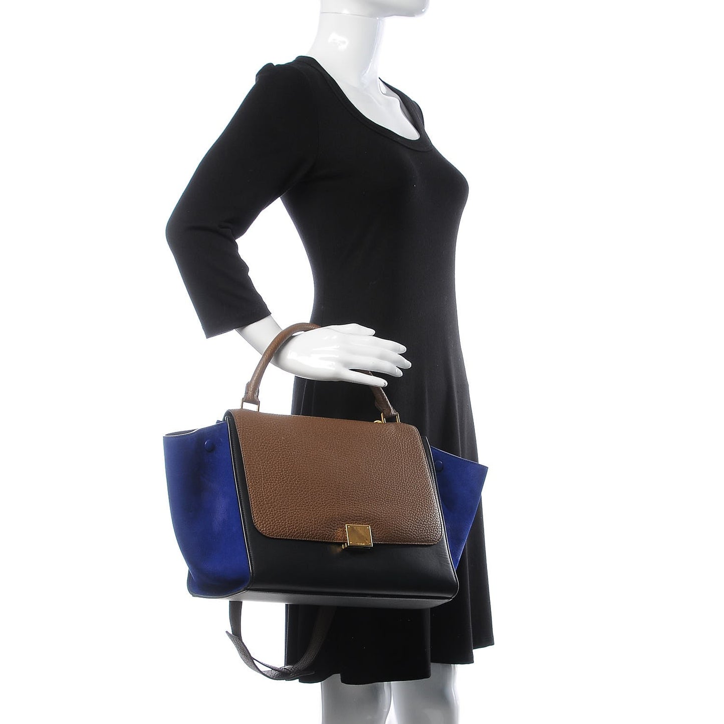 Bullhide Calfskin Nubuck Medium Tri-color Trapeze Coffee