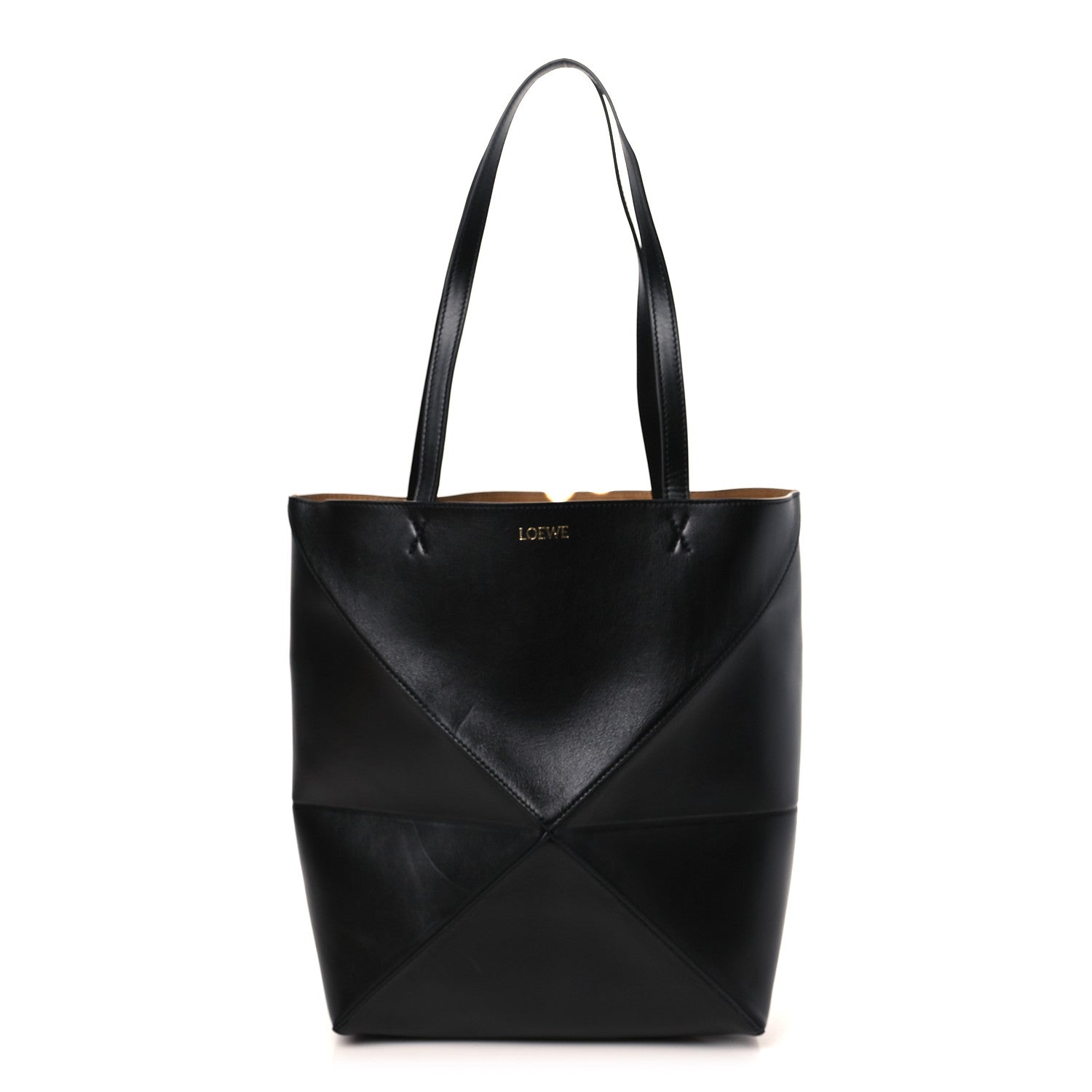 Loewe Shiny Calfskin Medium Puzzle Fold Tote Black 1 of 8