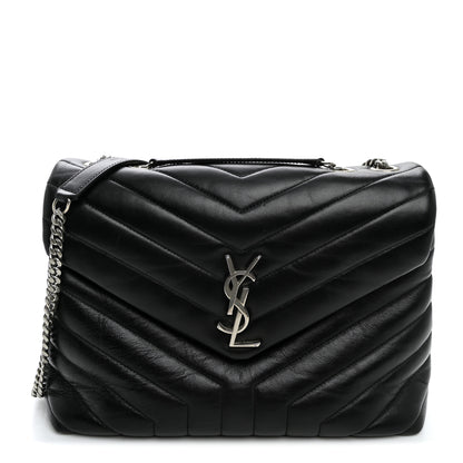 Saint Laurent Calfskin Y Quilted Monogram Medium Loulou Chain Satchel Black 1 of 11