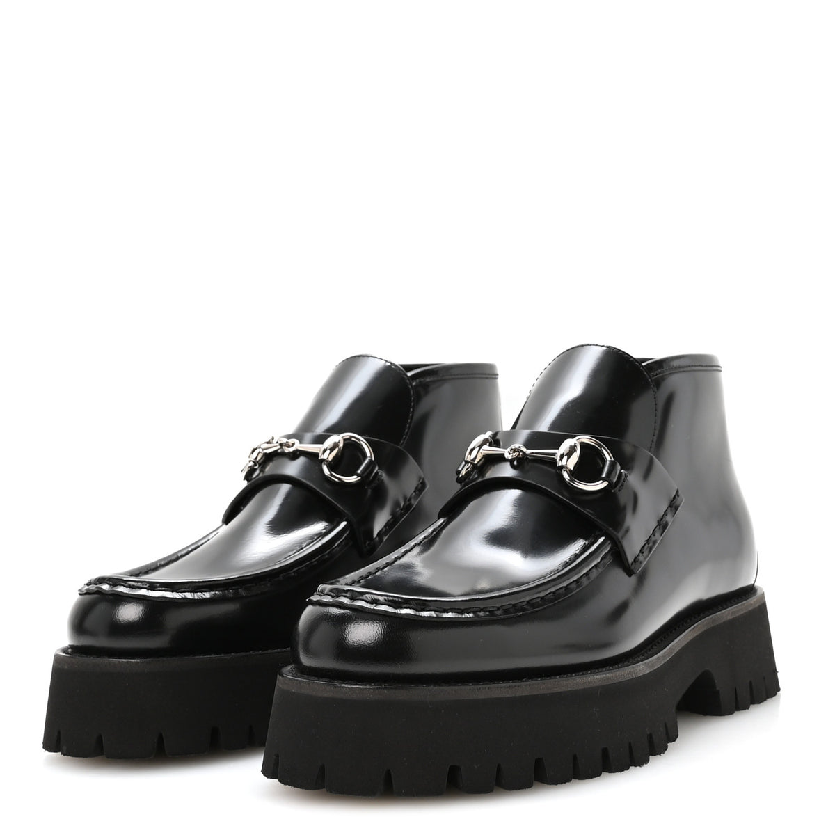Cordovan Lux Womens Horsebit Platform Ankle Boots 38 Black