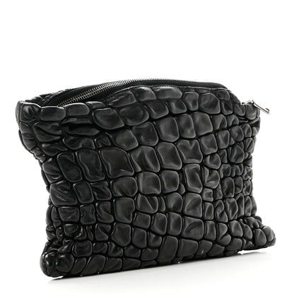 Prada Lambskin Embossed Pouch Black 3 of 6