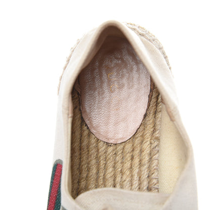 Gucci Canvas Logo Lace-Up Platform Espadrilles 36.5 Greggio Grege 6 of 15