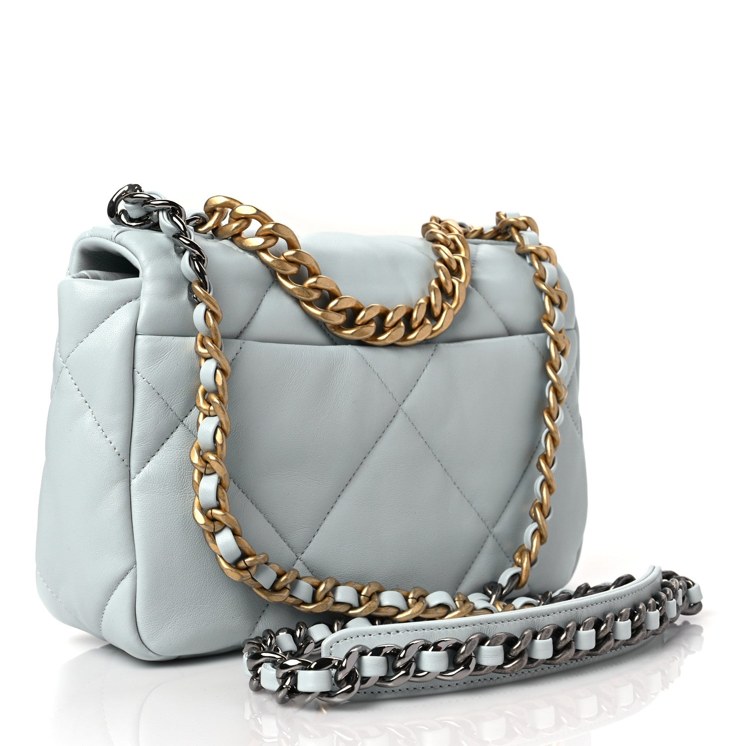 Chanel Lambskin Quilted Medium Chanel 19 Flap Light Blue 3 of 8