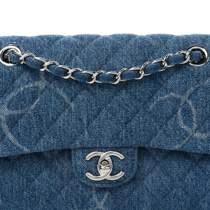 Chanel Denim Quilted CC Print Medium Single Flap Blue 10 of 11
