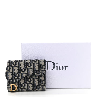 Christian Dior Oblique Saddle Lotus Wallet Blue 9 of 9