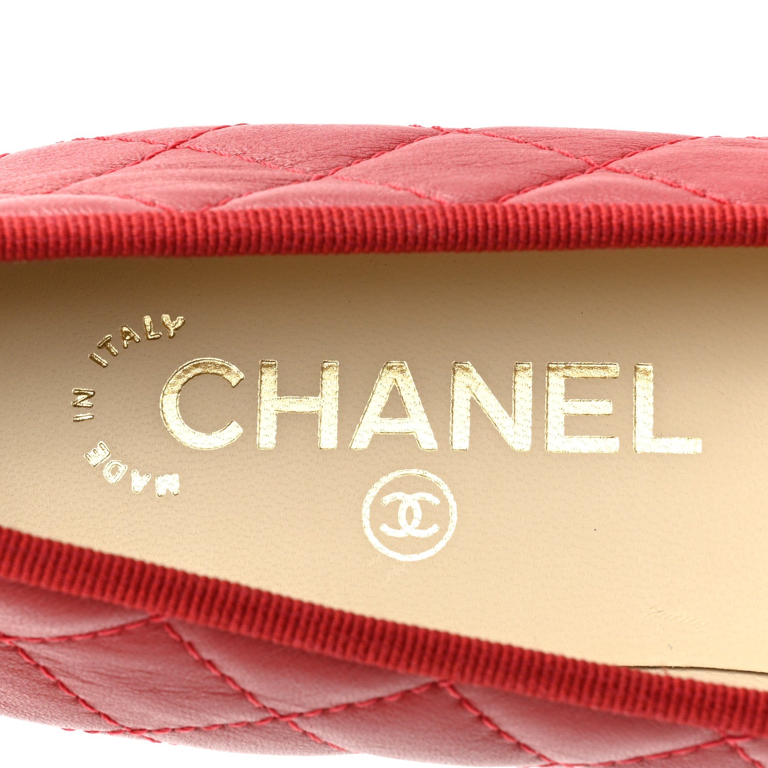 Chanel Aged Calfskin Quilted CC Cap Toe Ballerina Flats 37.5 Red 7 of 11