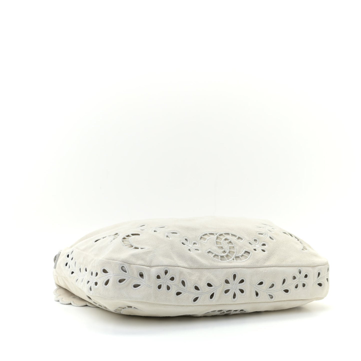 Suede Embroidered Flap White