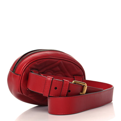 Gucci Calfskin Matelasse GG Marmont Belt Bag 85 34 Hibiscus Red 3 of 7