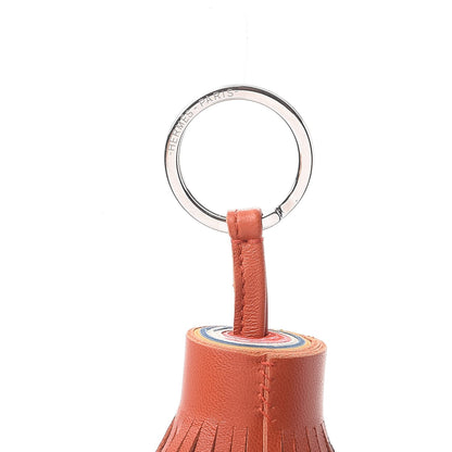 Hermes Lambskin Carmen Tassel Key Holder Cornaline Jaune D'Or Bleu Orange Poppy Rose Rouge 3 of 4