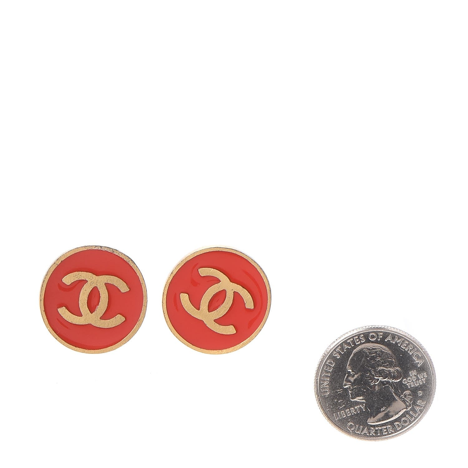 Chanel Enamel CC Clip On Earrings Red 2 of 5