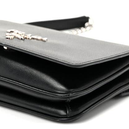 Prada Saffiano Soft Calf Chain Crossbody Bag Black 10 of 10