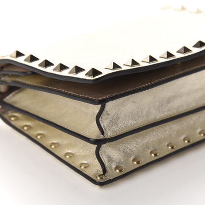 Valentino Garavani Metallic Calfskin Rockstud Wallet on Chain Gold 6 of 9