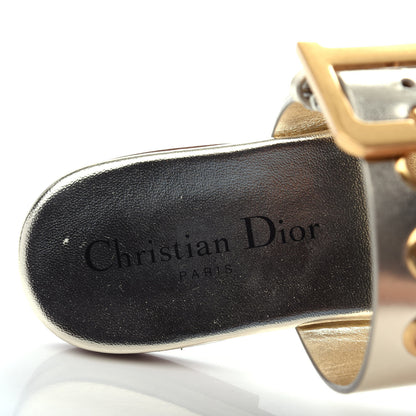 Christian Dior Laminated Calfskin D-Dior Slide Sandals 35.5 Pale Gold 8 of 11