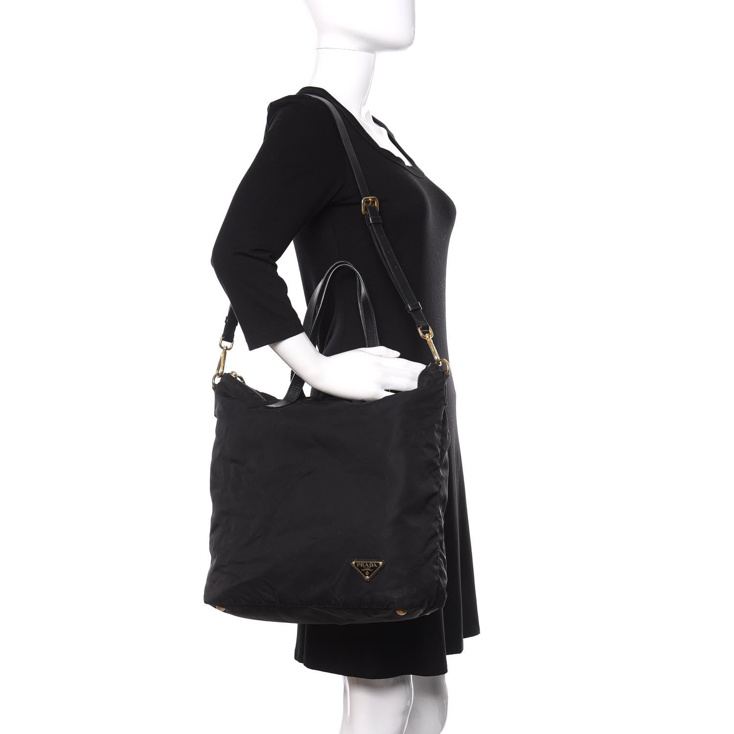 Prada Tessuto Nylon Saffiano Tote Black 2 of 11