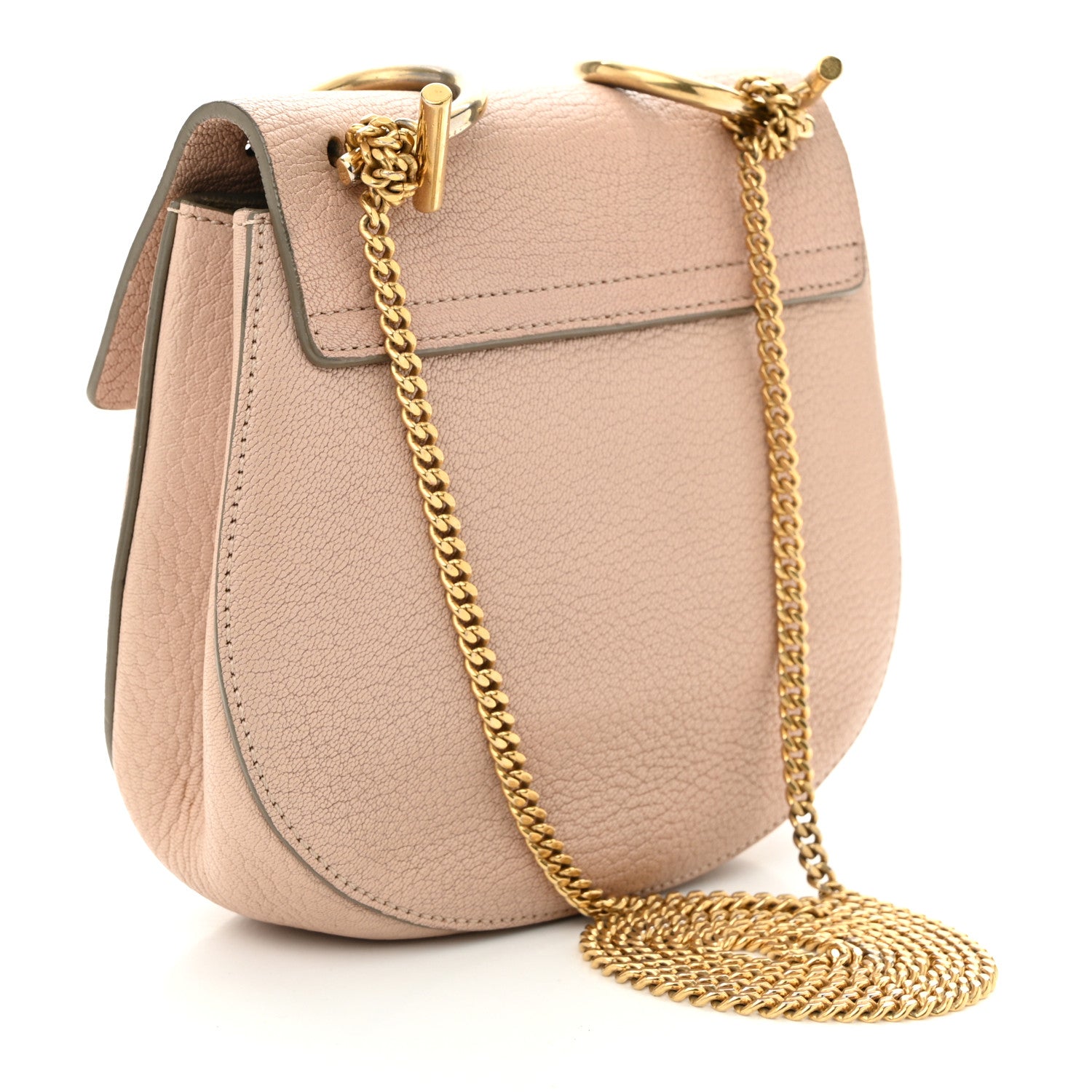 Chloe Grained Lambskin Mini Drew Shoulder Bag Cement Pink 3 of 11