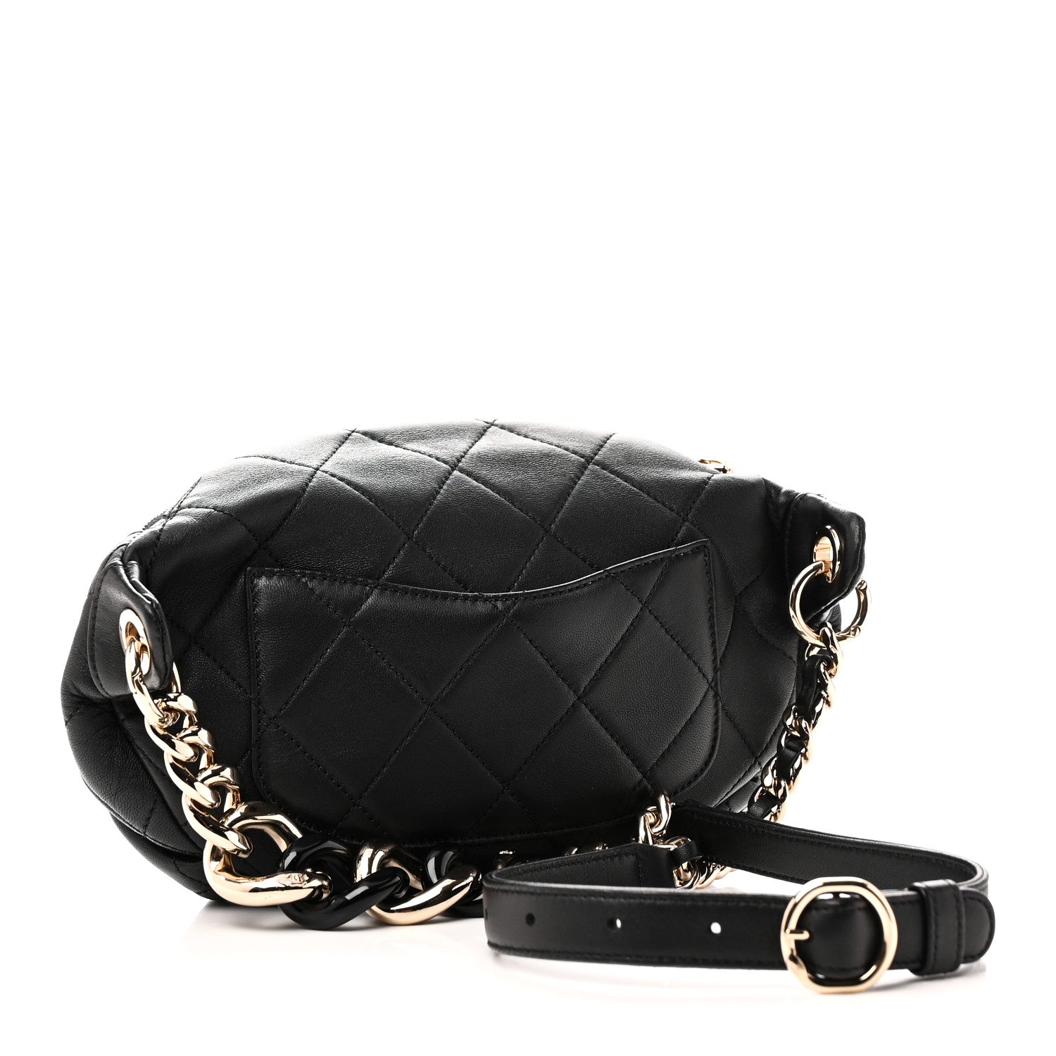 Chanel Lambskin Quilted Resin Bi-Color Waist Bag Fanny Pack Black 3 of 10