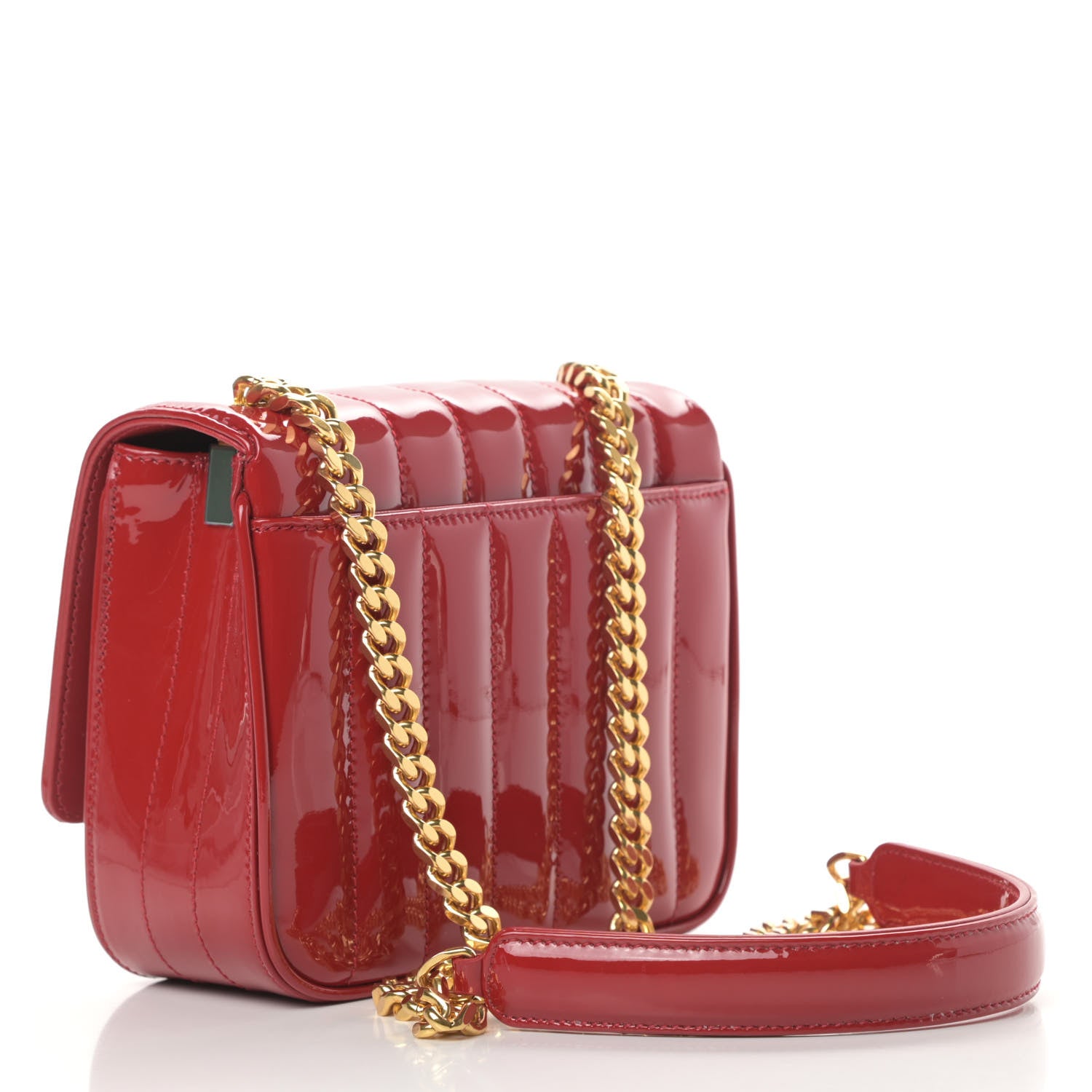 Saint Laurent Patent Matelasse Monogram Small Vicky Chain Bag Red 3 of 11