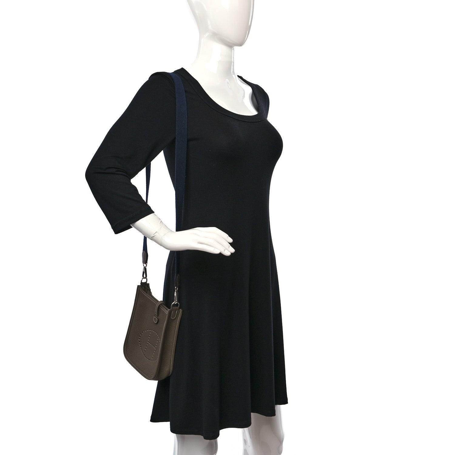 Hermes Taurillon Clemence Amazone Evelyne TPM Etoupe Bleu Indigo 2 of 10
