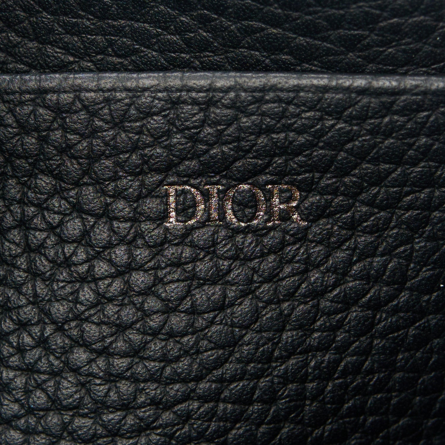 Christian Dior Grained Calfskin CD Icon Zipped Pouch With Strap Black 7 of 12