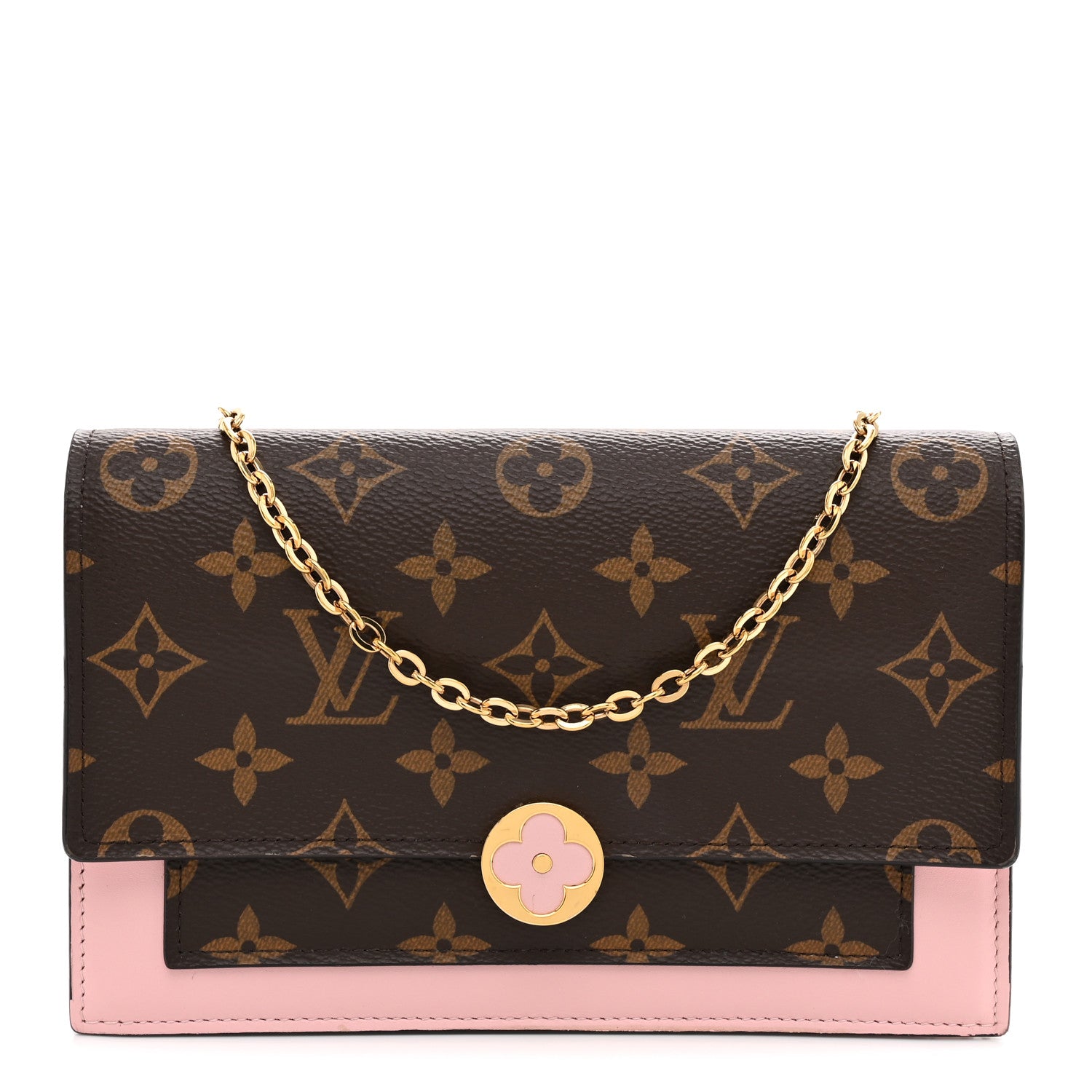 Louis Vuitton Monogram Flore Chain Wallet Rose Ballerine 1 of 12
