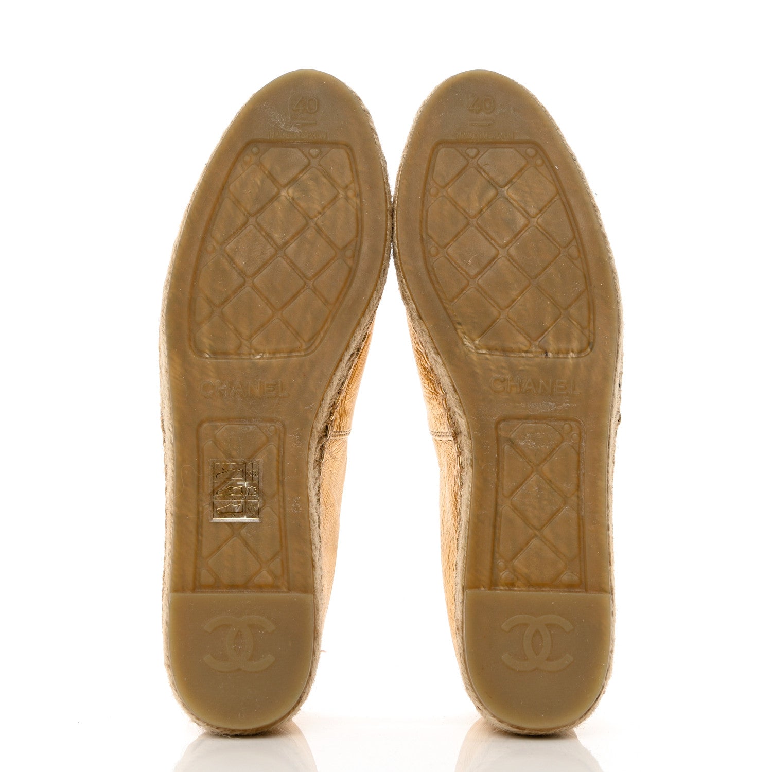 Chanel Laminated Lambskin Grosgrain CC Espadrilles 40 Gold Black 5 of 8