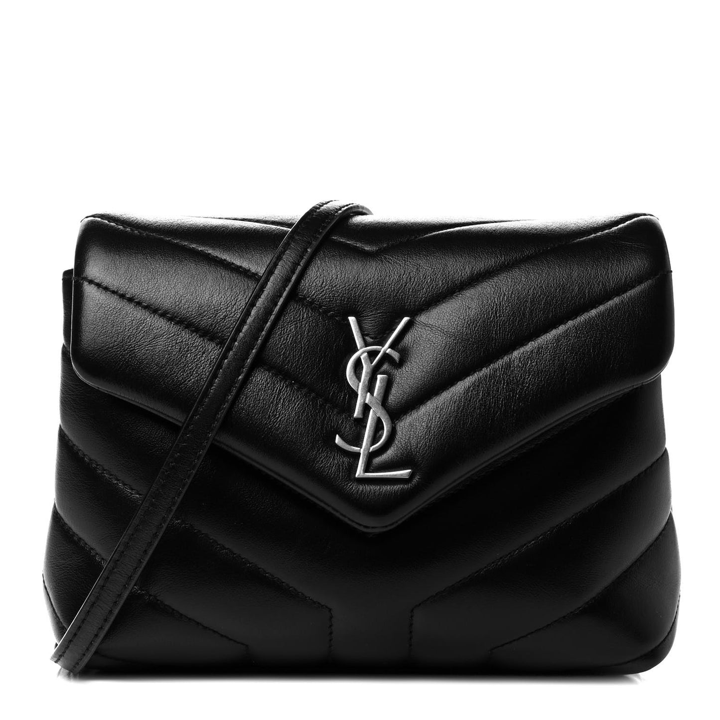 Calfskin Y Quilted Monogram Toy Loulou Crossbody Bag Black