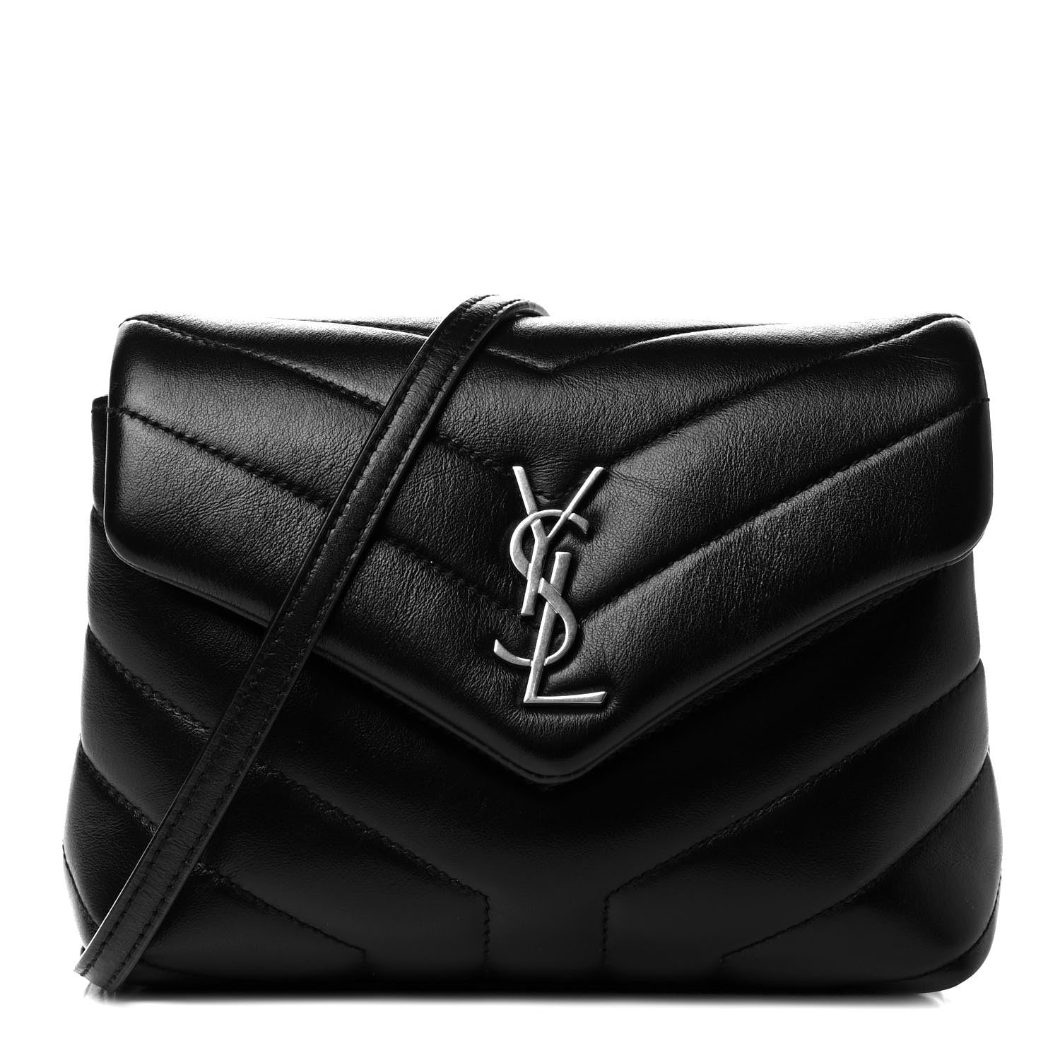 Saint Laurent Calfskin Y Quilted Monogram Toy Loulou Crossbody Bag Black 1 of 4