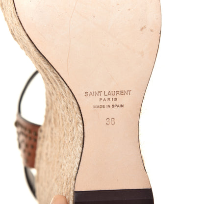 Saint Laurent Calfskin Studded Espadrille 105 Wedges 38 Brown 6 of 8