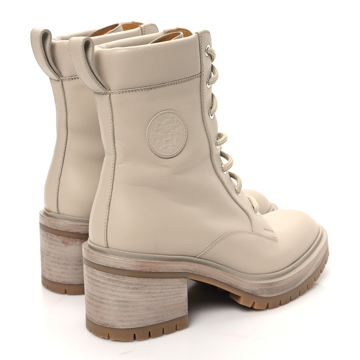 Calfskin Bridge Ankle Boots 37 Beige Grege