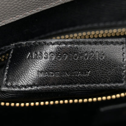 Saint Laurent Grain De Poudre Matelasse Chevron Large Monogram Satchel Earth 7 of 10