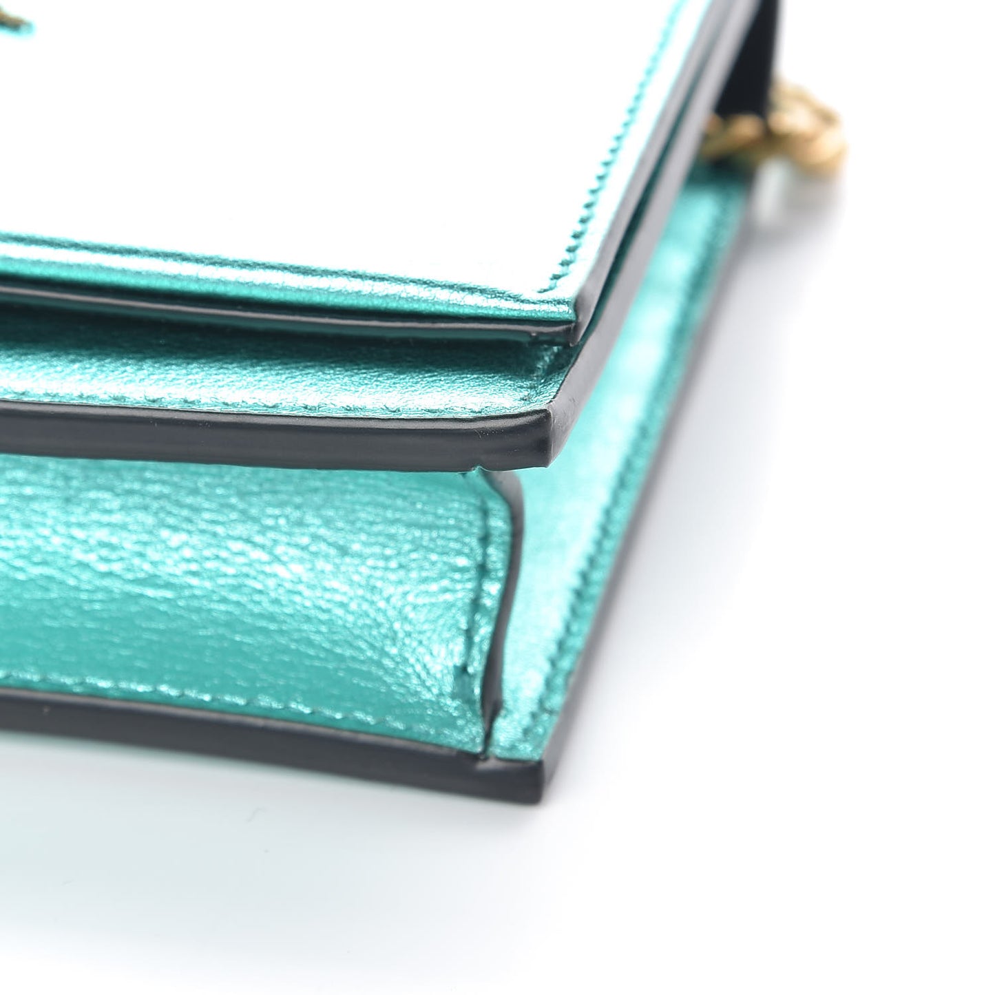Laminated Calfskin Classic Monogram Kate Tassel Chain Wallet Green