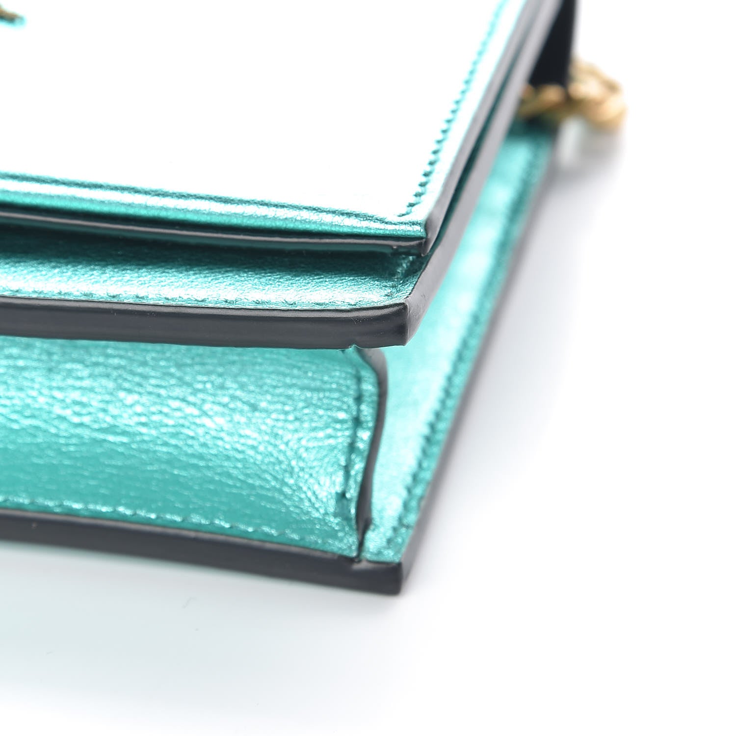 Saint Laurent Laminated Calfskin Classic Monogram Kate Tassel Chain Wallet Green 10 of 12