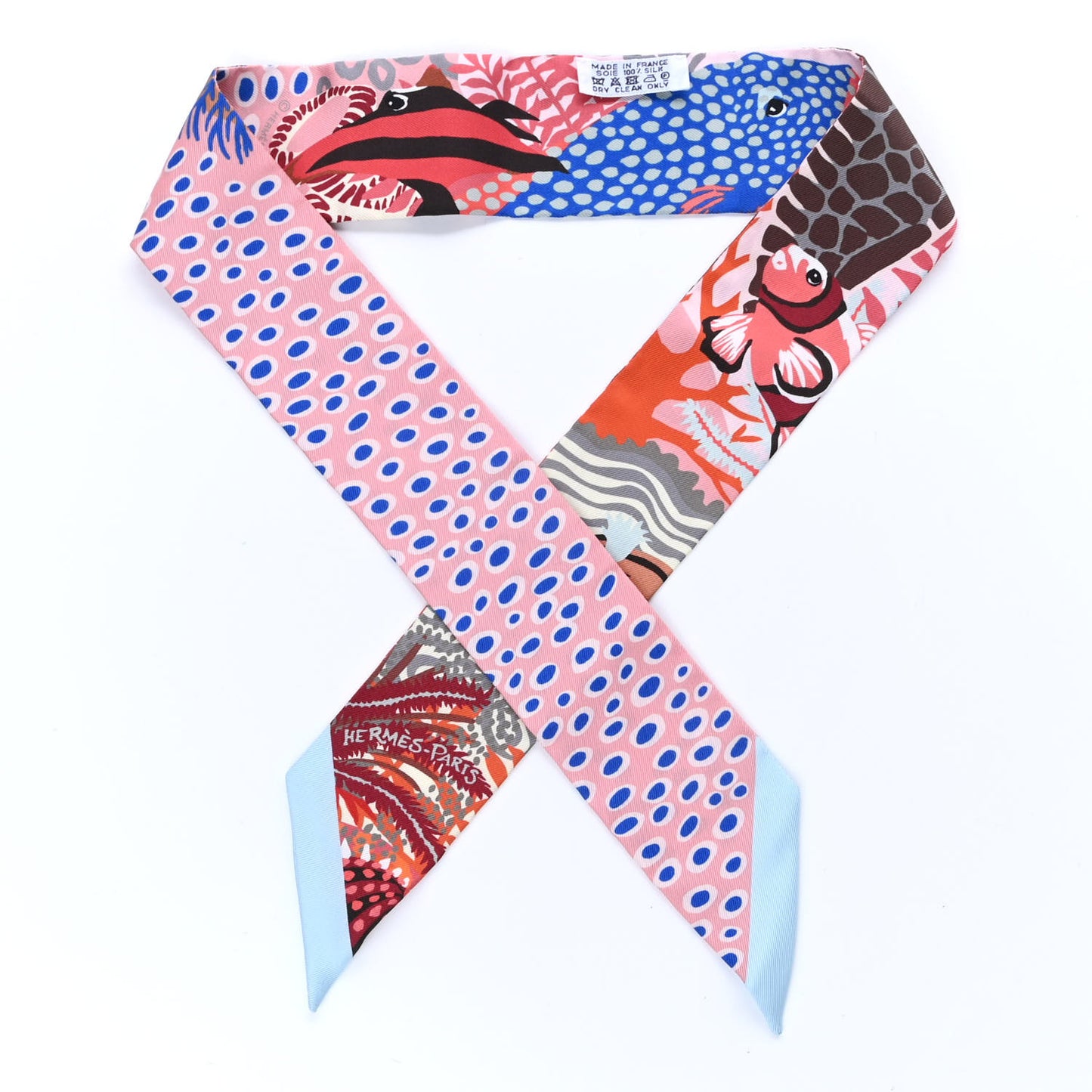 Silk Under The Waves Twilly Aqua Rose Poudre Brun