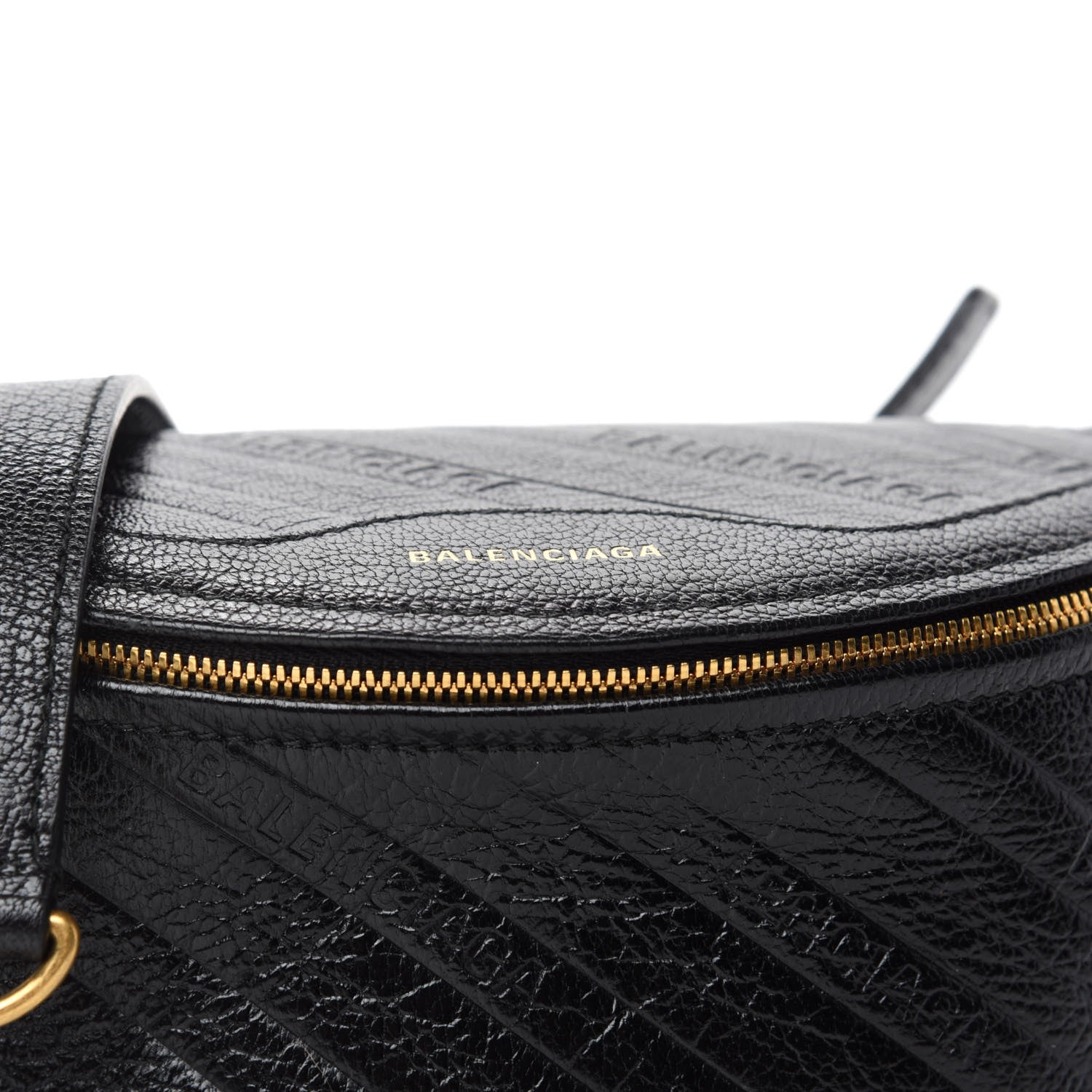 Balenciaga Shiny Goatskin Allover Logo Embossed XXS Souvenir Belt Bag Black 9 of 9