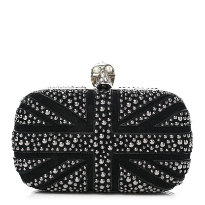 Alexander McQueen Suede Studded Britannia Skull Box Clutch Black 1 of 10