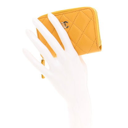 Chanel Caviar Quilted Zip Around Coin Purse Yellow 2 of 8