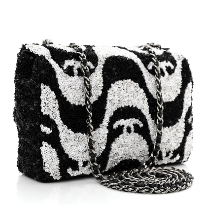 Chanel Sequin Mini Rectangular Flap Black White 3 of 11